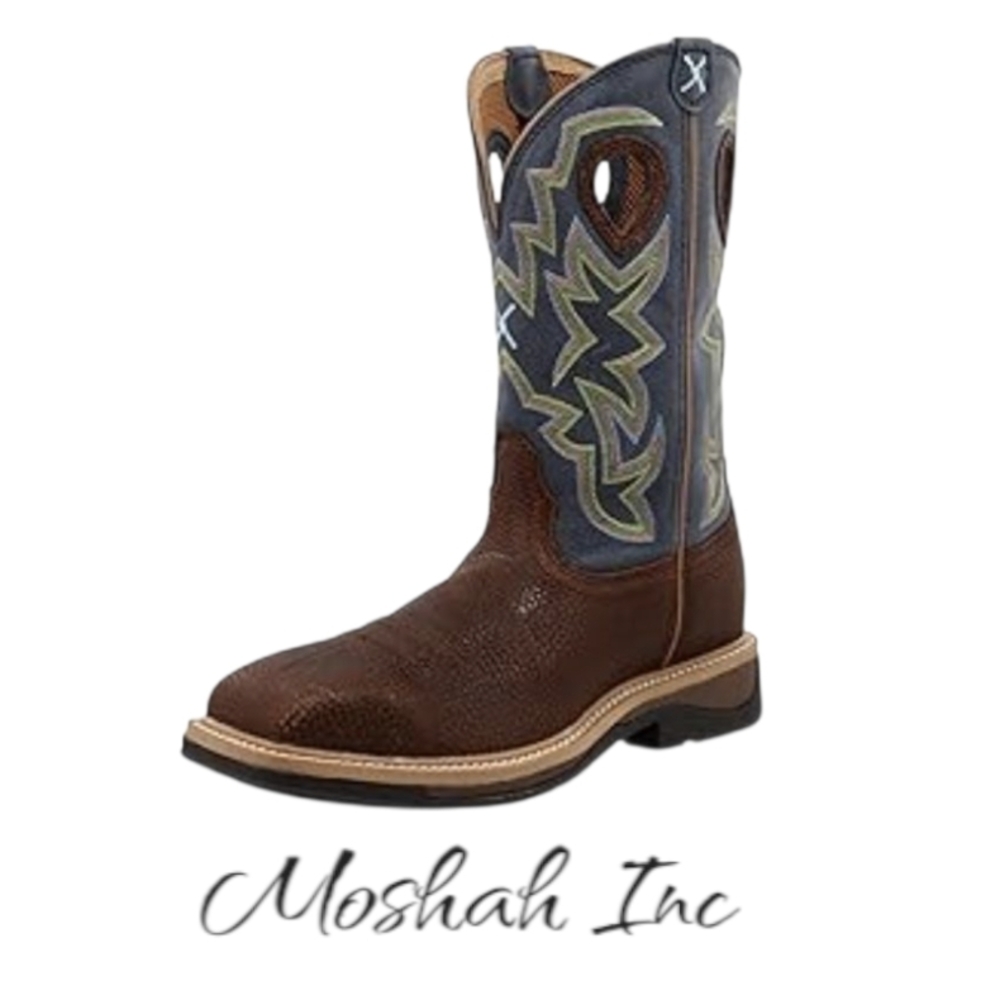 Twisted X Men's 12" Western Boot,Square Steel Toe,Peanut Distressed Size 8.5 D